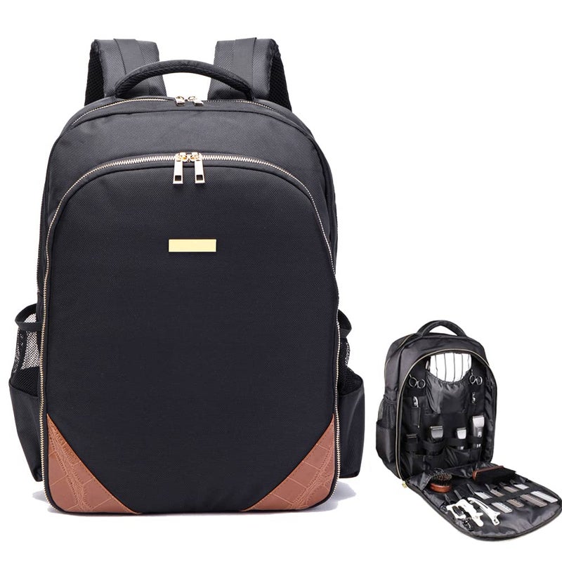 MAXPAND Travel Bag for Clippers and Supplies Hairstylist Backpack for Tools Barber Clipper Bag for Hairdresser with PUwith Brown PU 19 inches